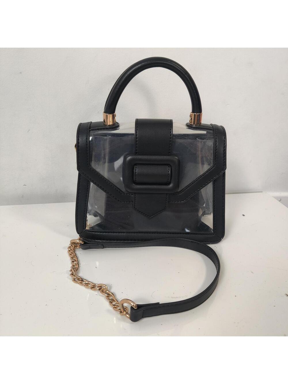 MMS Clear Black Mini Crossbody Bag with Gold Chain